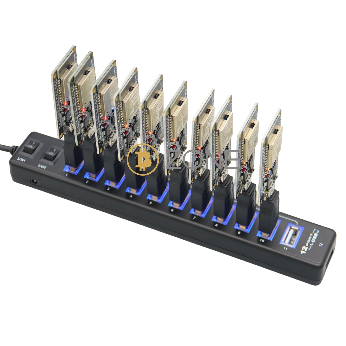 NerdMiner V2 10-Port Station Hub | 550kH/s Solo Blockchain Solution