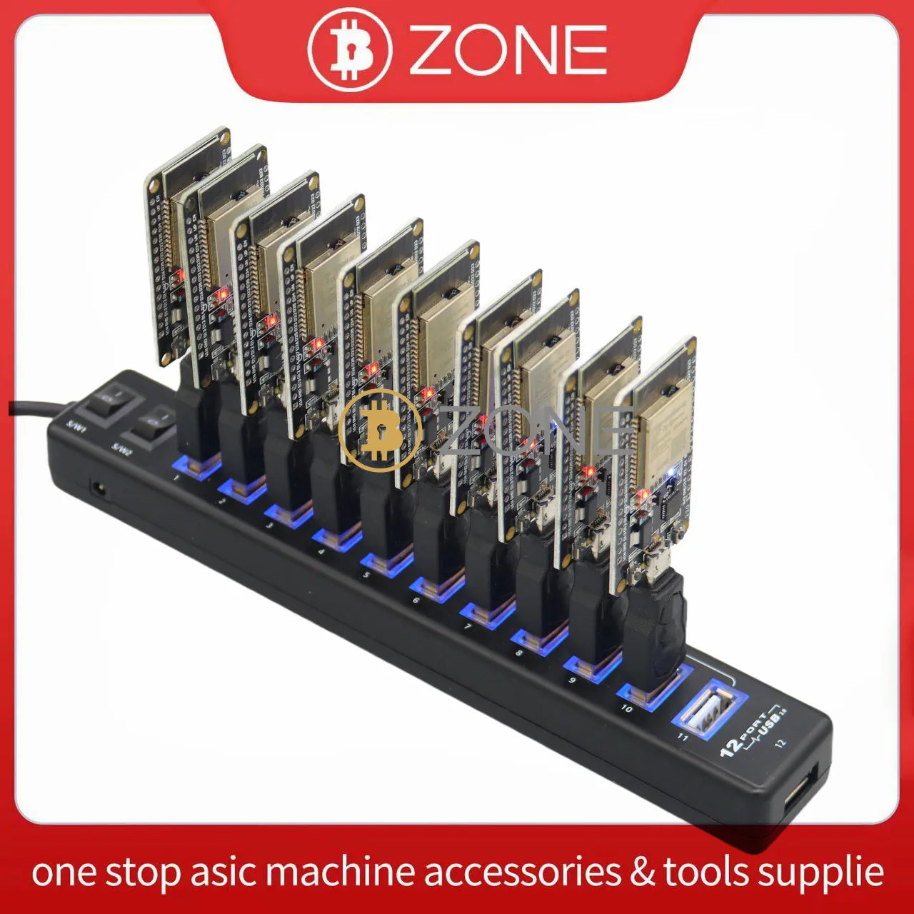 NerdMiner V2 10-Port Station Hub | 550kH/s Solo Blockchain Solution