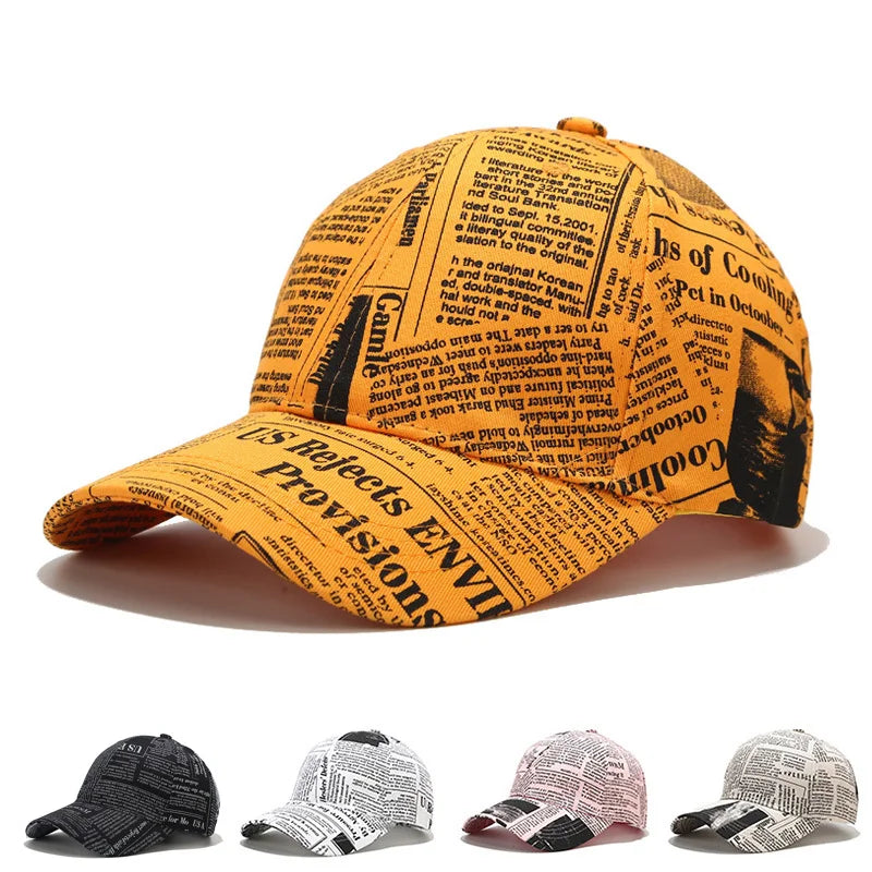 New Newspaper Baseball Cap | Adjust Slide Fit—Folded Bill