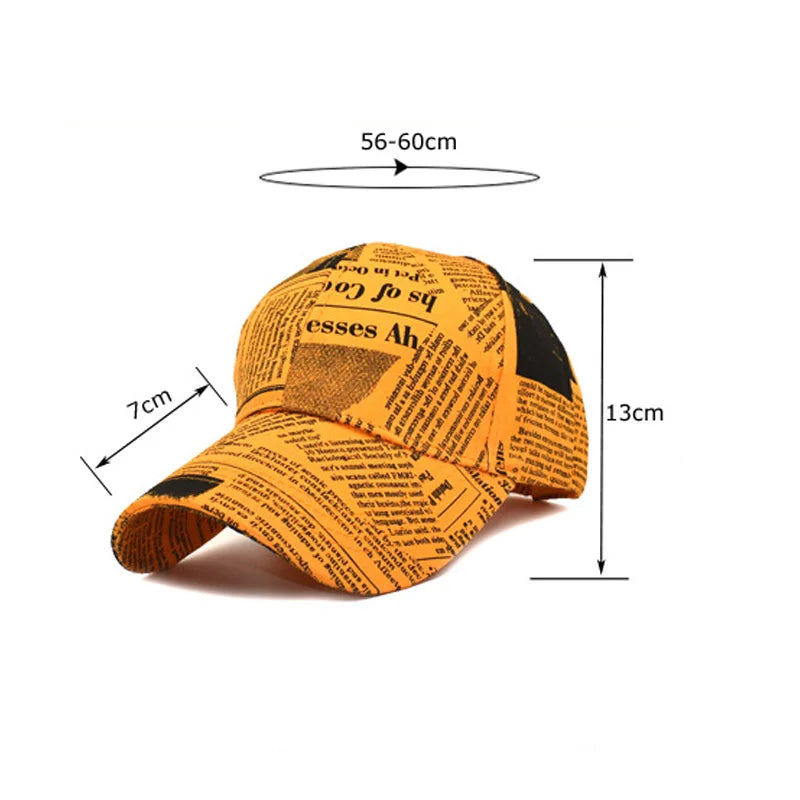 New Newspaper Baseball Cap | Adjust Slide Fit—Folded Bill