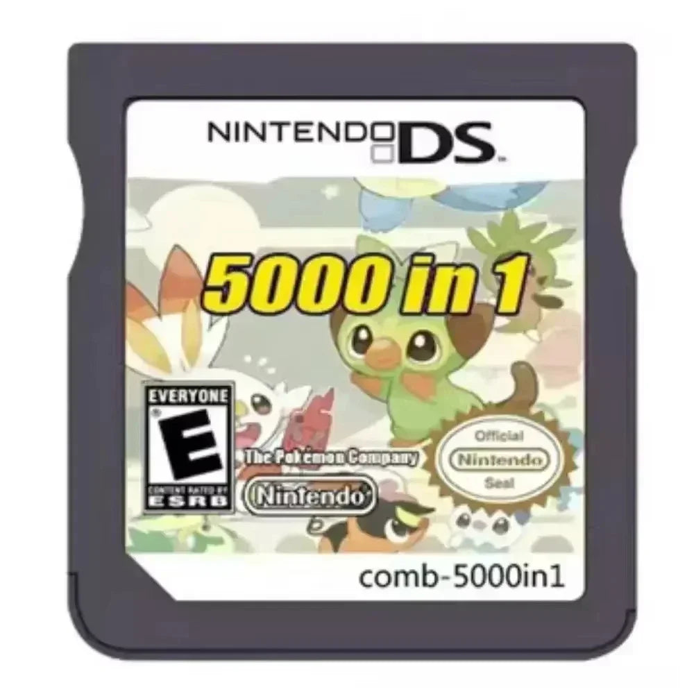 Nintendo DS game card with '5000 in 1' title and Pokémon characters on a white background