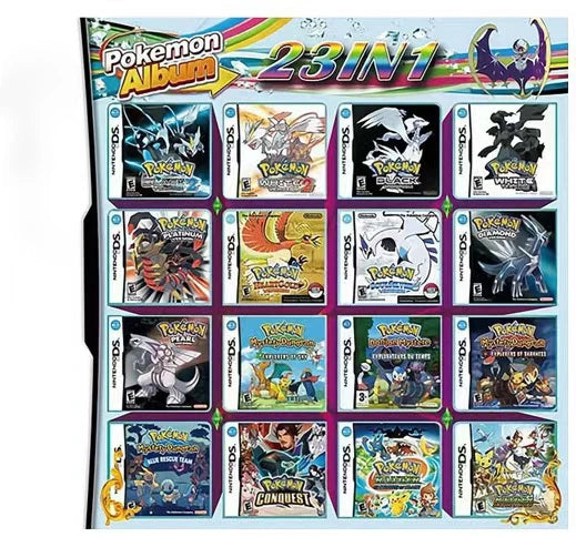 Pokémon games with 23 different options in one bundle on a white background