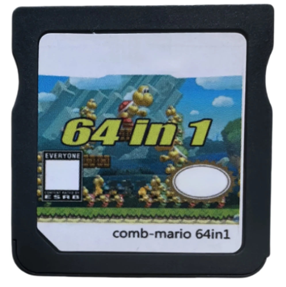 64-in-1 game cartridge with Mario characters on a white background