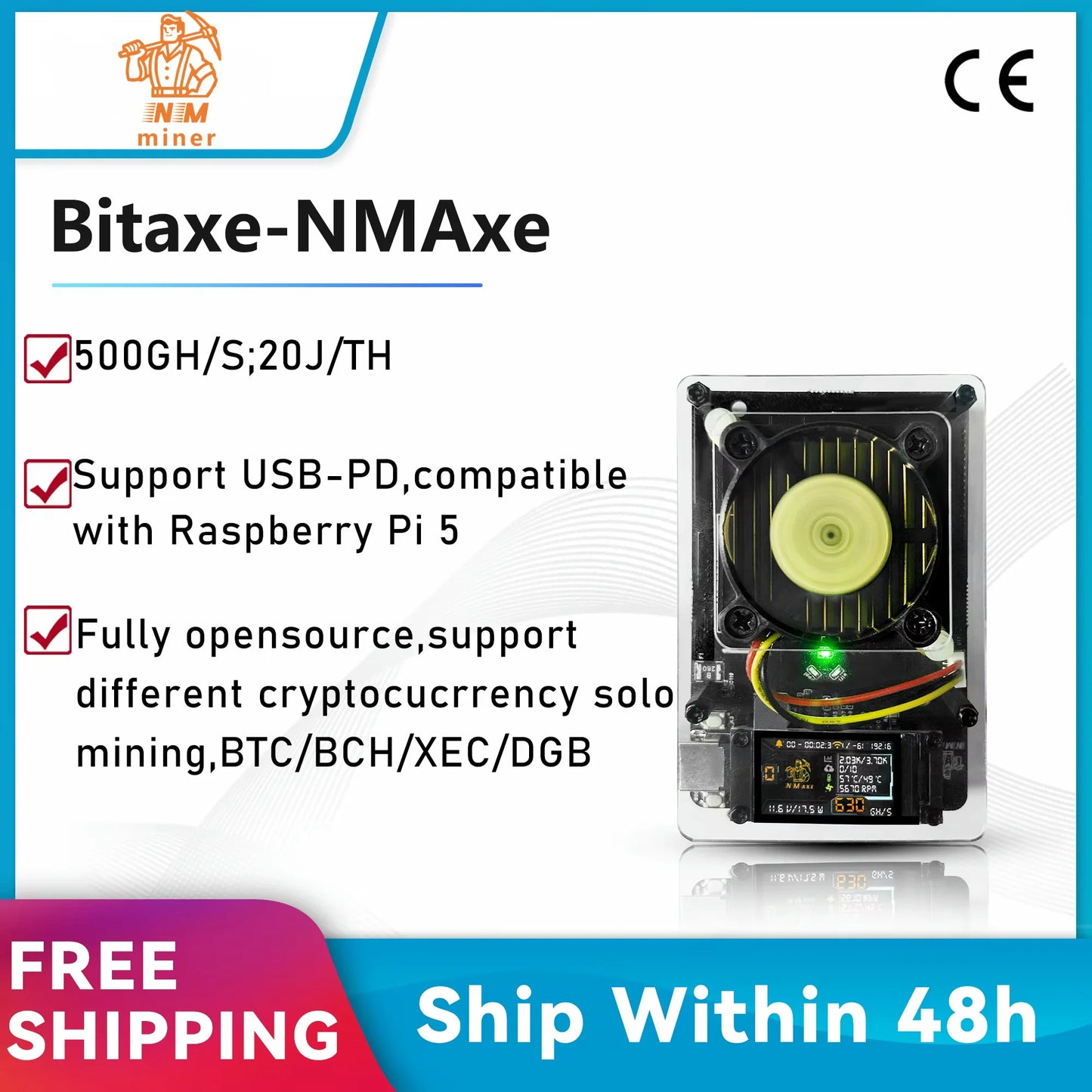 NMAxe Solo Bitcoin Miner [BM1366 ASIC Chip]