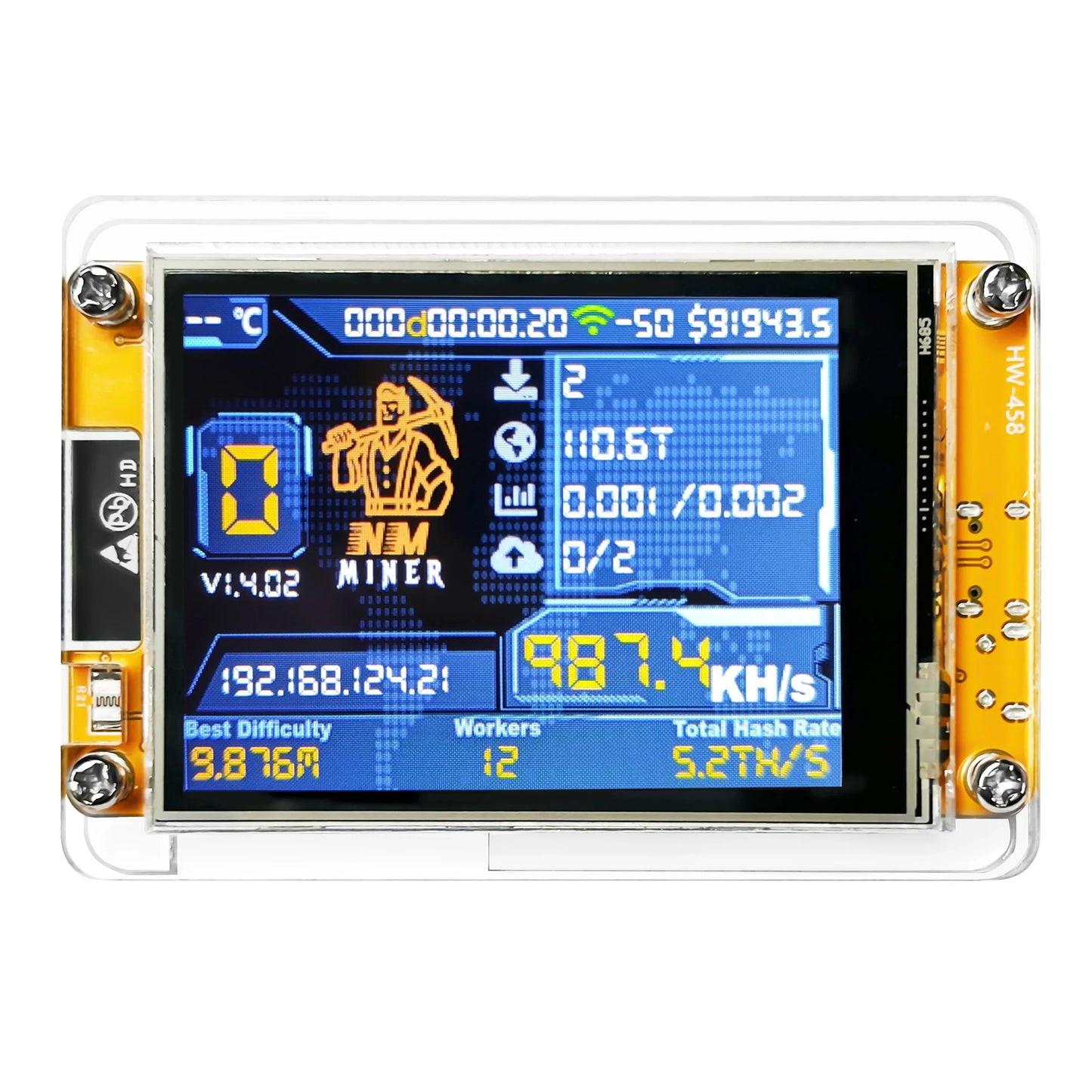 NerdMiner V2 Hashrate 980KH/s | Lucky Miner ESP32 2.8-Inch Smart Display DROOM