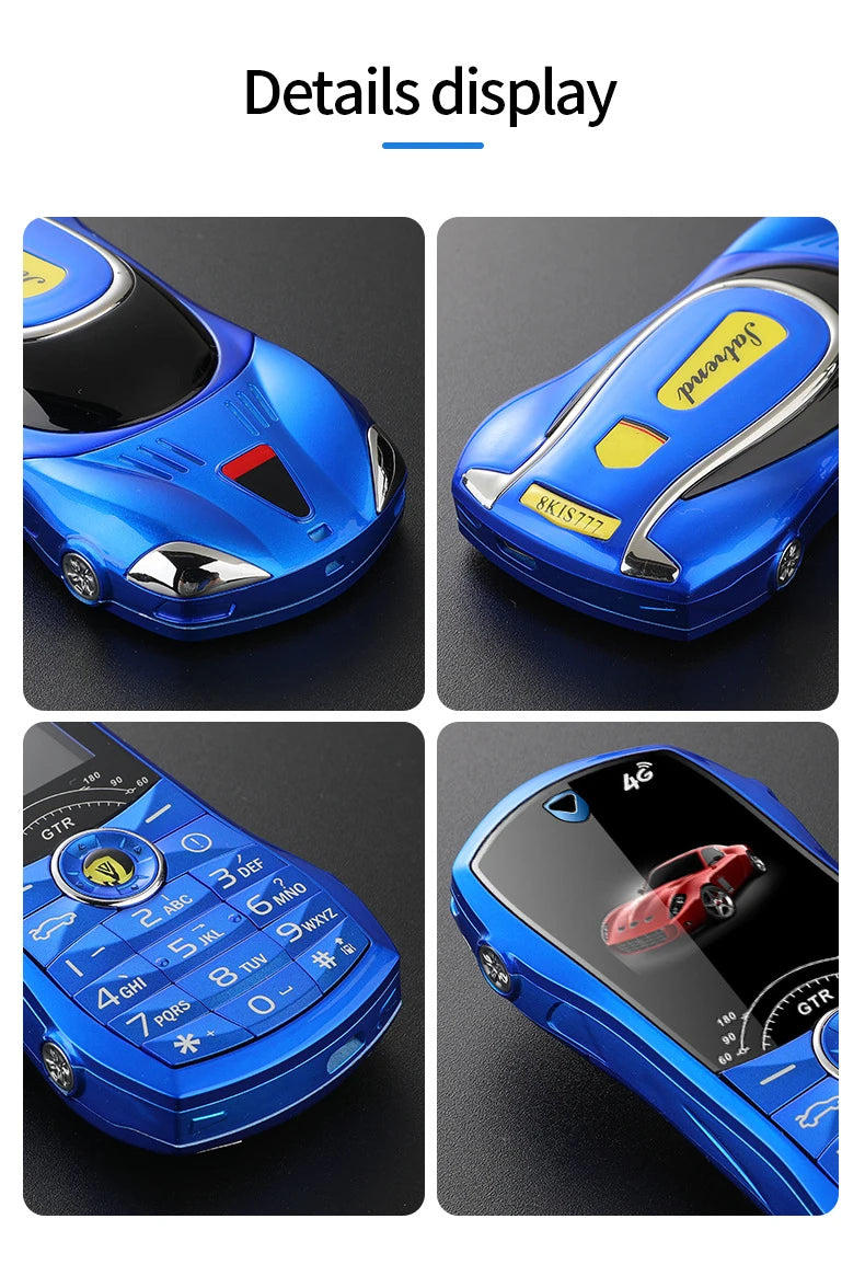 Race Car Mini-Mobile Cellphone Sans Camera | Dual SIM Basic Cell Phone Safe-Student Privacy Wireless