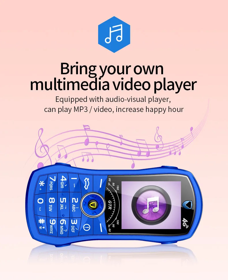 Race Car Mini-Mobile Cellphone Sans Camera | Dual SIM Basic Cell Phone Safe-Student Privacy Wireless