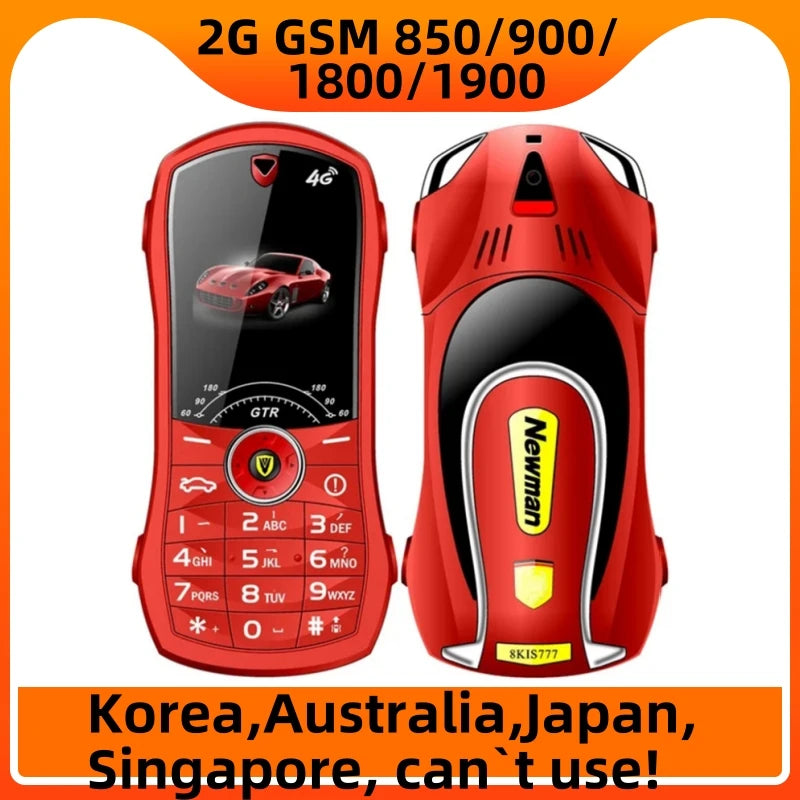 Race Car Mini-Mobile Cellphone Sans Camera | Dual SIM Basic Cell Phone Safe-Student Privacy Wireless