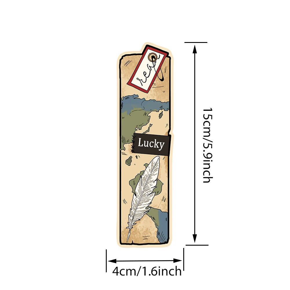 Measurement chart of paper bookish bookmark by Bust-Down Books.