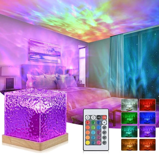 Ocean Wave Aurora Projector Light | 16 Color RGB Crystal Lamp with Remote