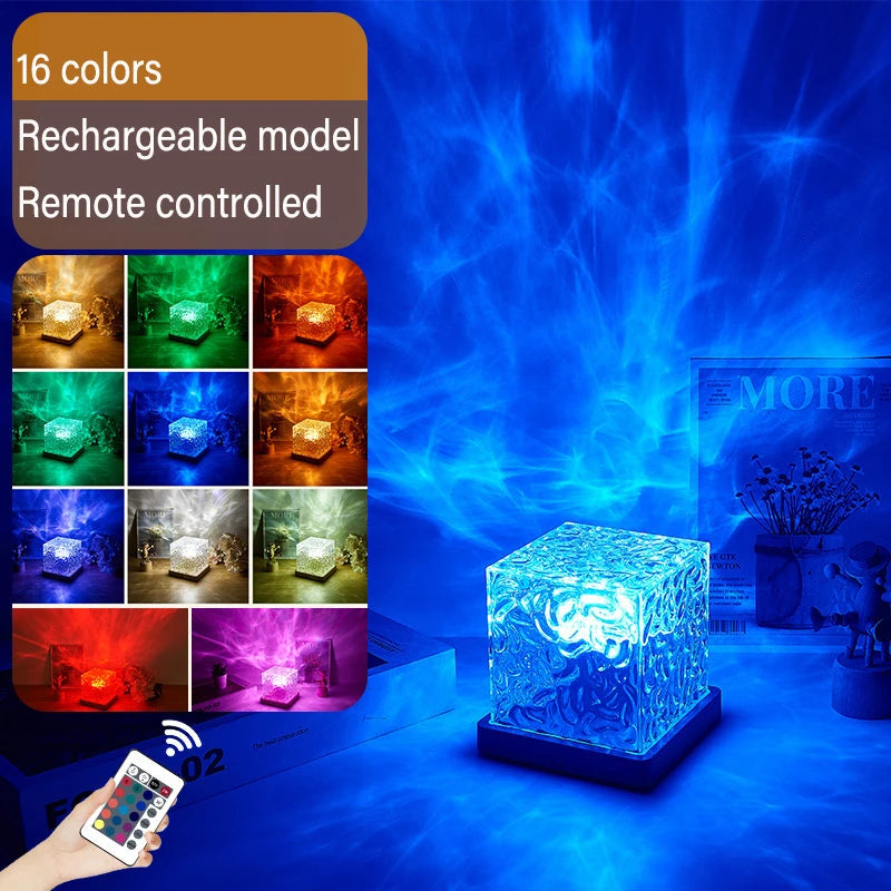 Ocean Wave Aurora Projector Light | 16 Color RGB Crystal Lamp with Remote