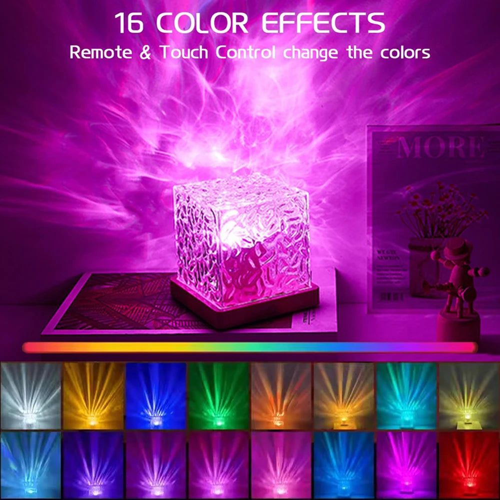 Ocean Wave Aurora Projector Light | 16 Color RGB Crystal Lamp with Remote