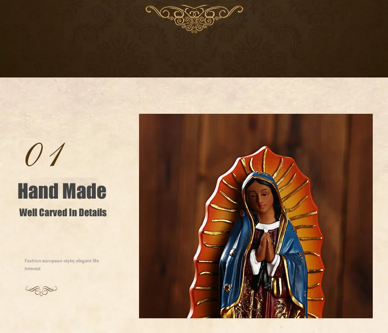 Our Lady of Guadalupe Statue Figurine | Catholic-Christian Sculptures & Home or Office Religious Decoration Ornament Crafts