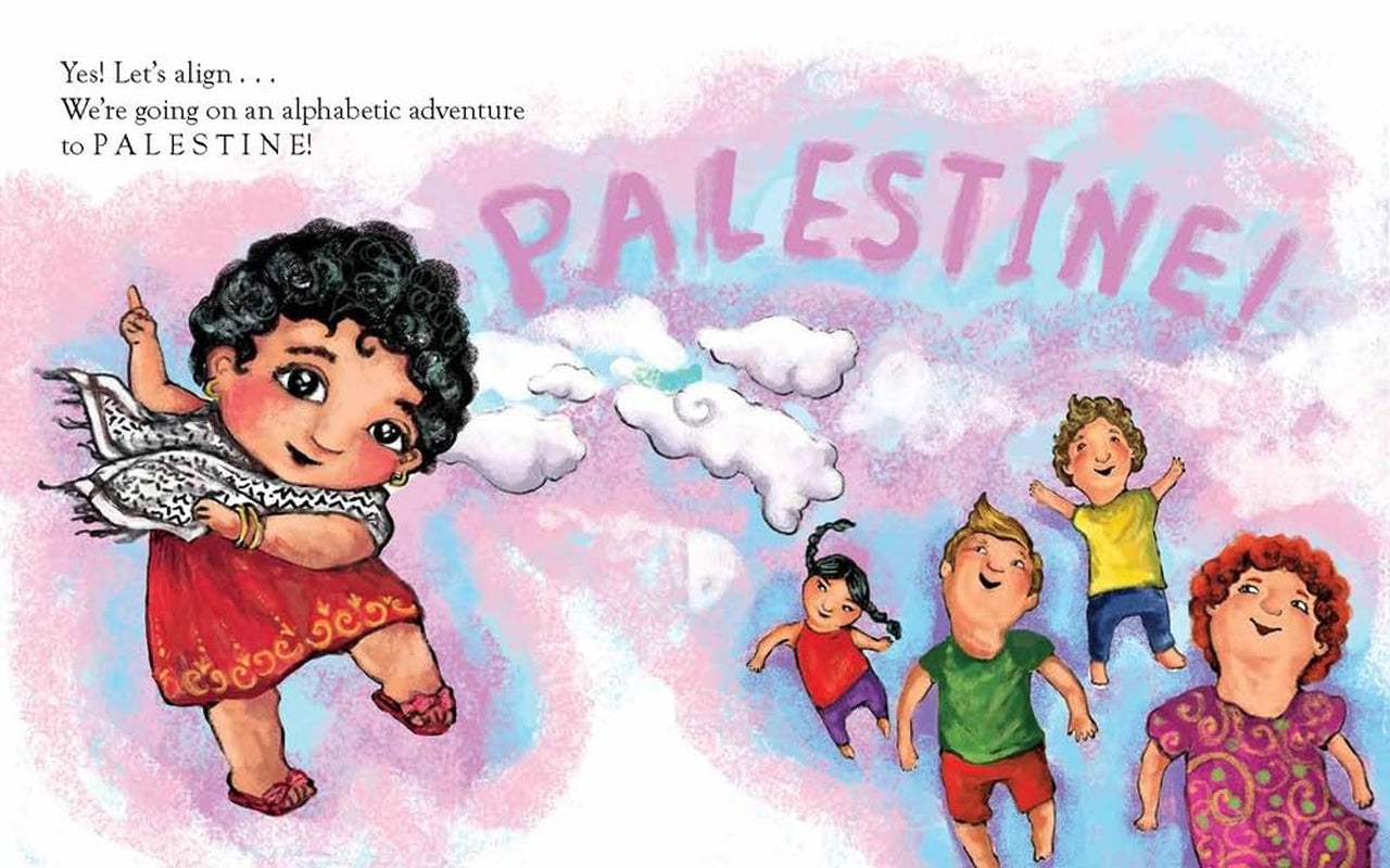 Image from the book 'P Is for Palestine: A Palestine Alphabet Book' by Golbarg Bashi, featuring illustrations.