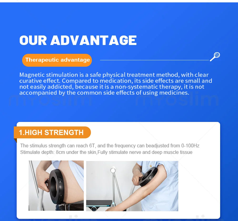 Professional EMTT Physio Magneto machine with articulated arm and magnetic ring applicator.