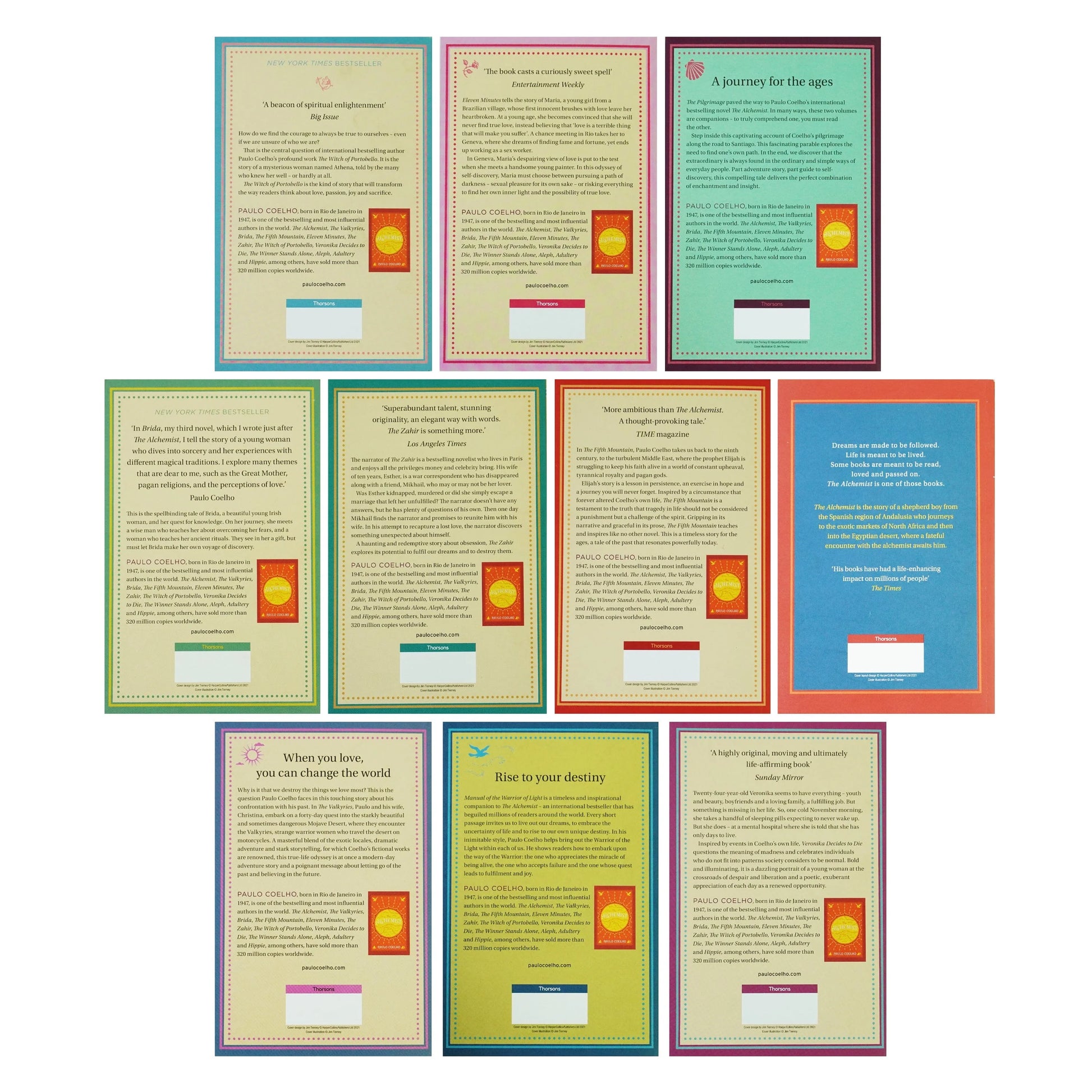 Book back covers from the 'Paulo Coelho Book Box-Set: Classic Deluxe Edition' displaying all books.