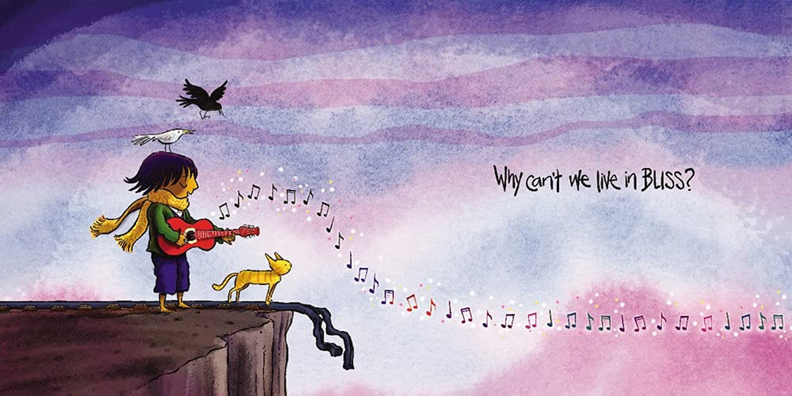 Page from the children's picture book 'Peace Train' by Cat Stevens and Peter H. Reynolds, featuring illustrations of children and a train with a peace sign.