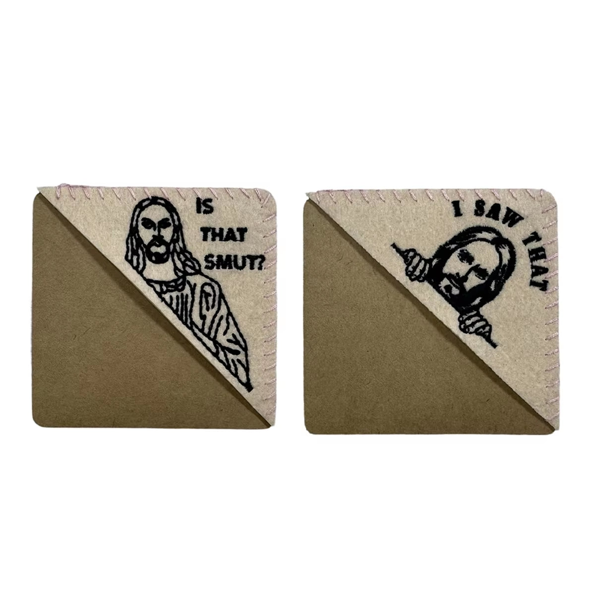 Peeking Jesus Page Triangle Bookmarker: I Saw That & Is That Smut 2-Piece Bookmark