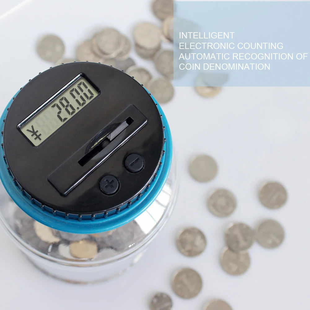 Coin counter with digital display on a white background