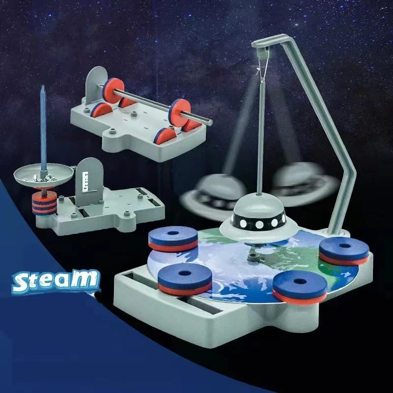 Science experiment setup with various components on a dark background, featuring the Steam logo.