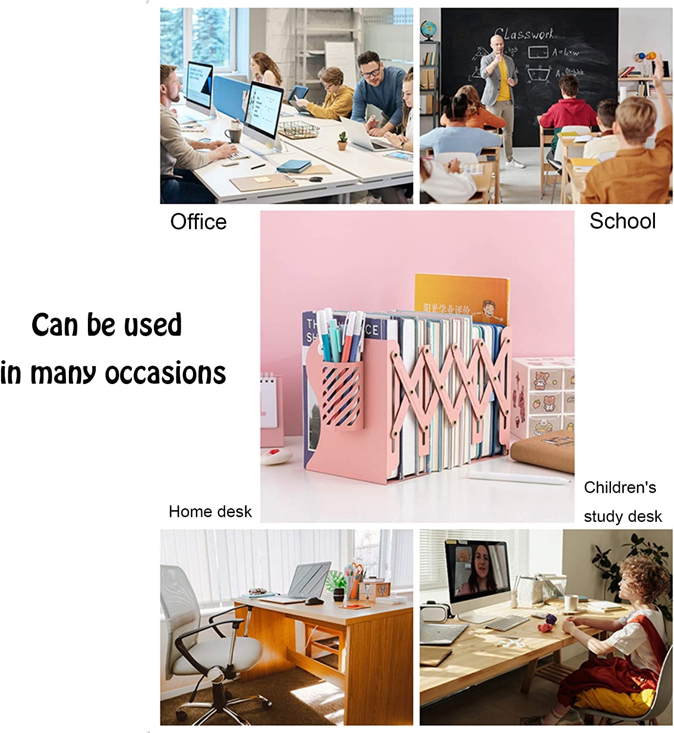 Home-Office Metal Bookshelf Expandable Bookends: Books & Supplies