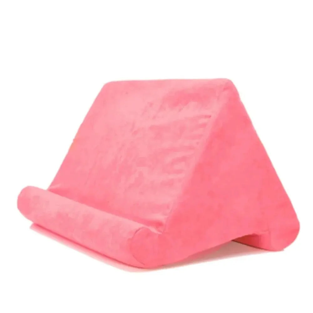Pink 'Multipurpose display of 'Pad Prop Pillow Tablet Stand | Soft Sponge Wedge for Reading, Streaming & Gaming' Model backside.