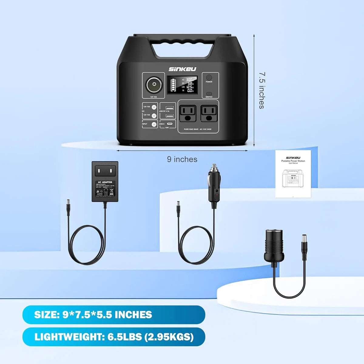 Portable Power Station 300W/150W Solar Generator Power Bank