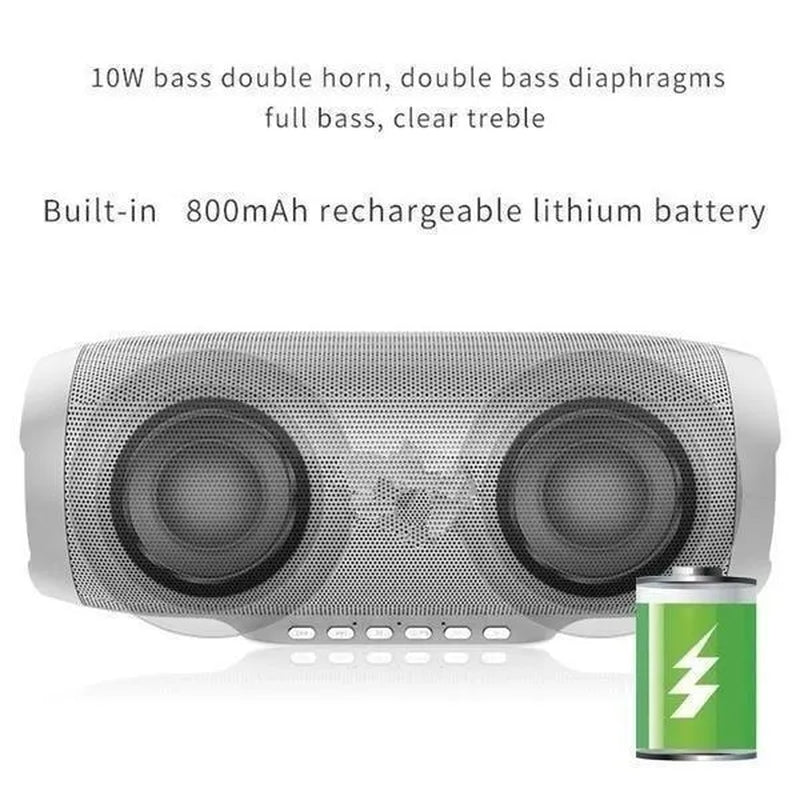 Battery features for the Power-Pill Waterproof Super-Speaker Long-Range Bluetooth Bass Blaster.