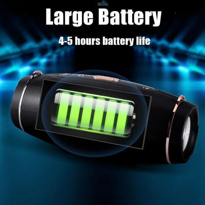Battery life features for the Power-Pill Waterproof Super-Speaker Long-Range Bluetooth Bass Blaster.