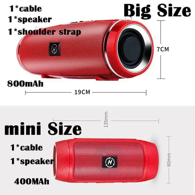 Dimension chart and features for the Power-Pill Waterproof Super-Speaker Long-Range Bluetooth Bass Blaster.