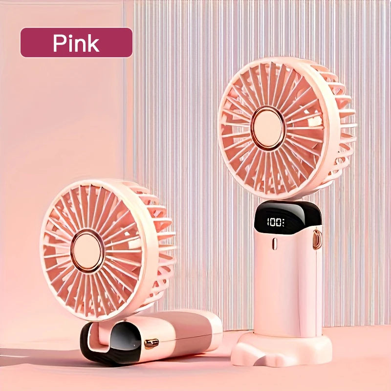 Pink handheld usb fan.