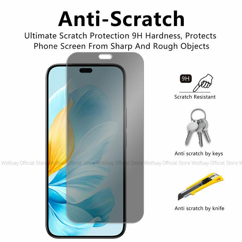 Screen protector with text about anti-scratch properties on a white background