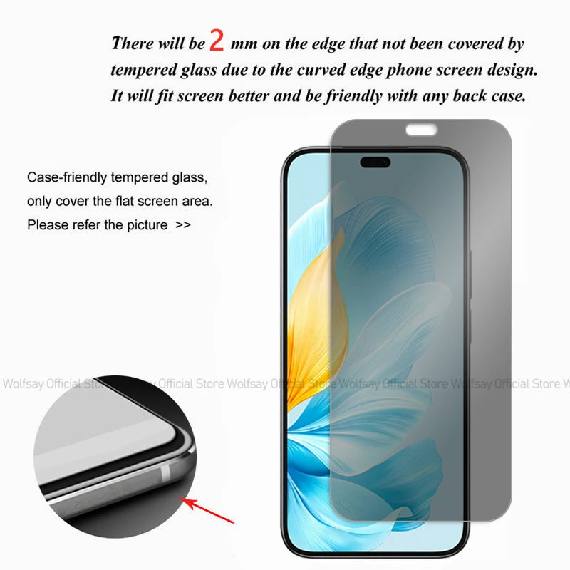 Smartphone with a case-friendly tempered glass screen protector on a white background