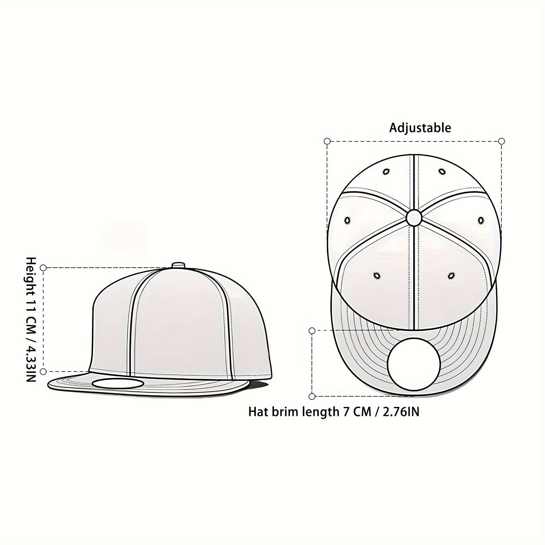 Diagram of 'Proud Golden Lion Snapback | Noble Pride Fashion Designs Hat Gold Bust Cap' measurements.
