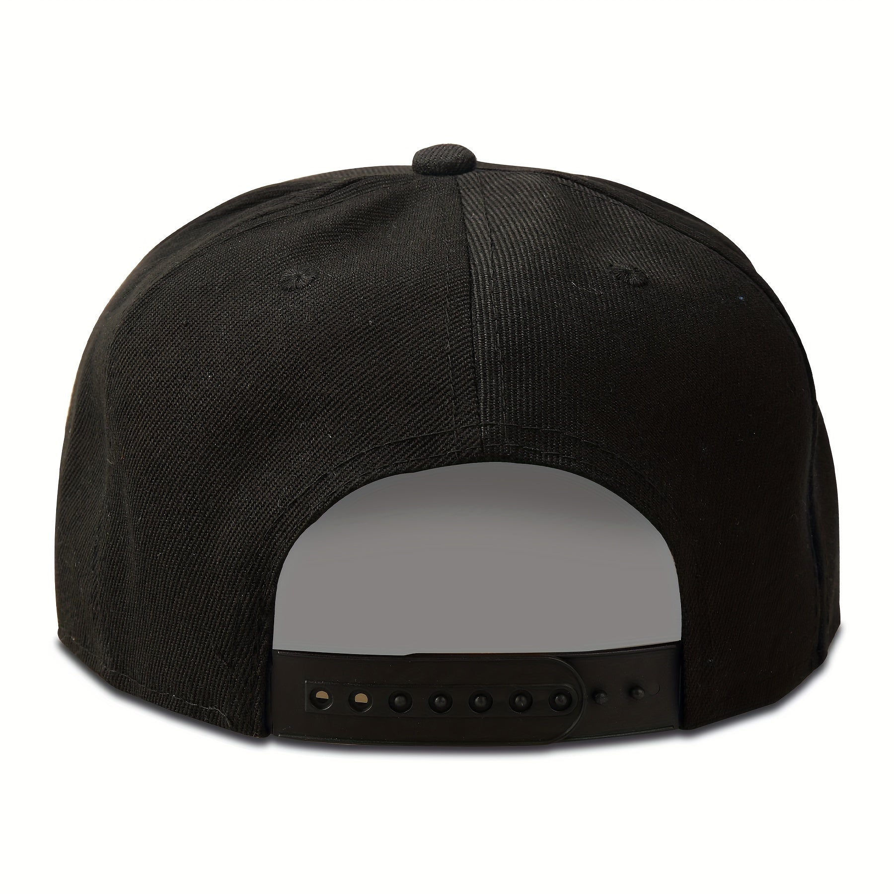 Back snap view of 'Proud Golden Lion Snapback | Noble Pride Fashion Designs Hat Gold Bust Cap' black option.