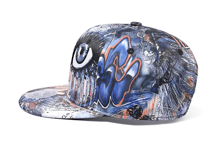 Colorful graffiti-style cap on a white background