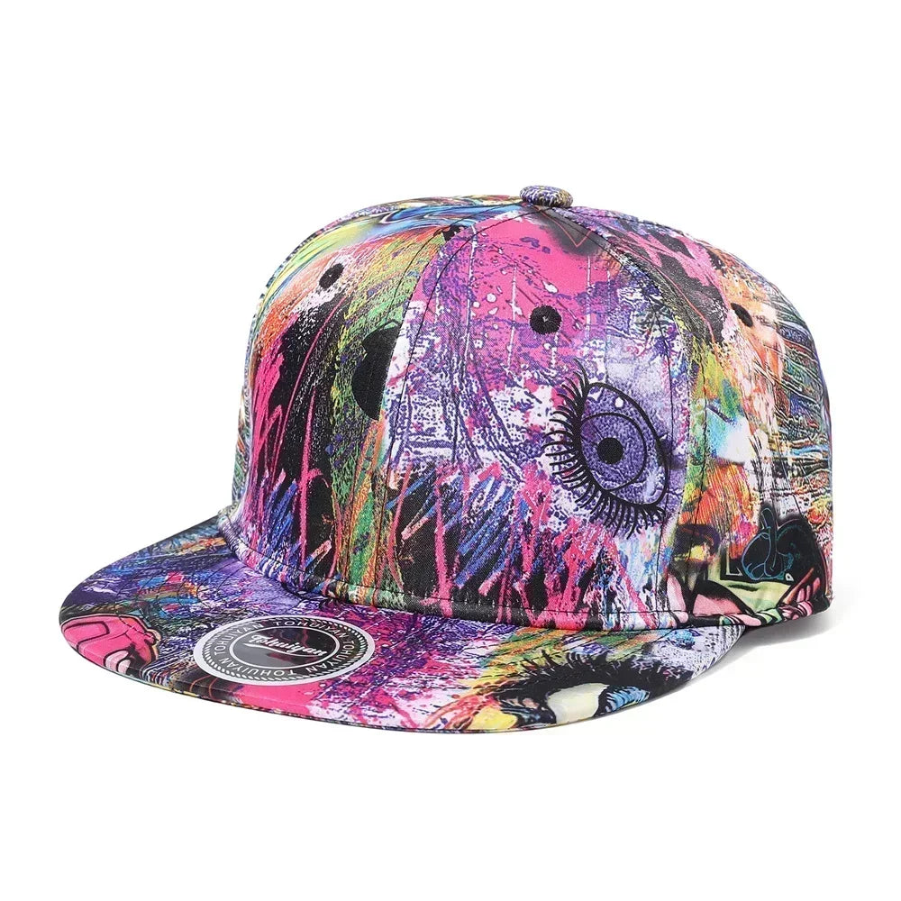 Colorful graffiti-style cap on a white background