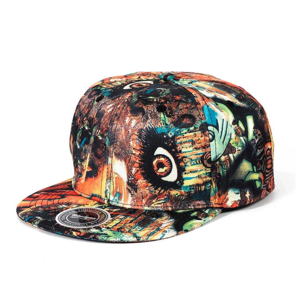 Colorful cap with abstract design on a white background
