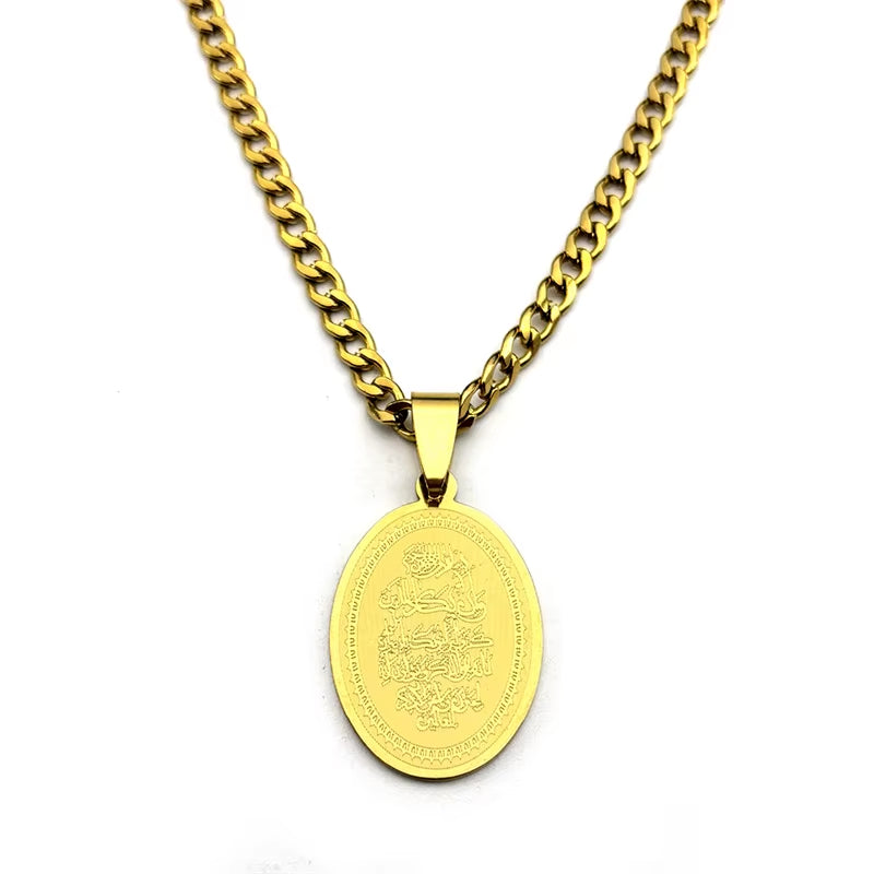 Quran Pendant Necklace displayed flat showing design on white background.