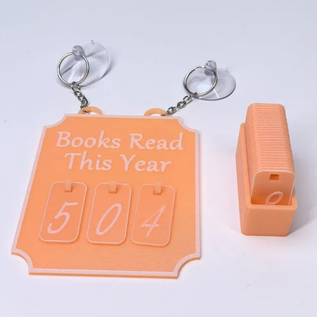 Peach reading tracker with 'Books Read This Year' text on a white background