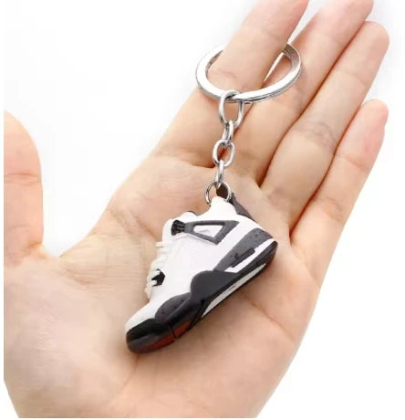 Mini Retro Jordan sneaker keychain and NBA basketball keychain fan charms, boxed and unboxed options