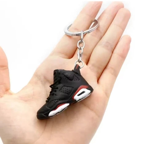 Mini Retro Jordan sneaker keychain and NBA basketball keychain fan charms, boxed and unboxed options