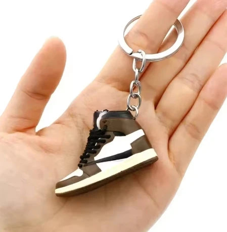 Mini Retro Jordan sneaker keychain and NBA basketball keychain fan charms, boxed and unboxed options