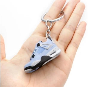 Mini Retro Jordan sneaker keychain and NBA basketball keychain fan charms, boxed and unboxed options