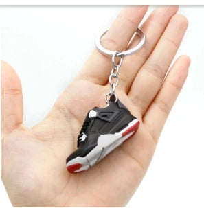 Mini Retro Jordan sneaker keychain and NBA basketball keychain fan charms, boxed and unboxed options