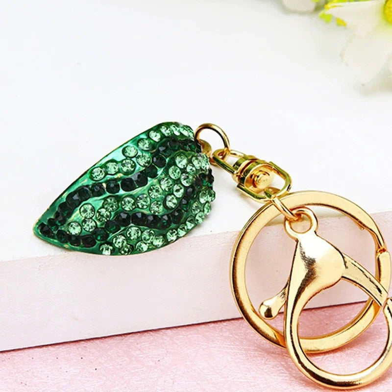 Rhinestone watermelon and pineapple and fruit keychain charm with gold-tone lobster clasp