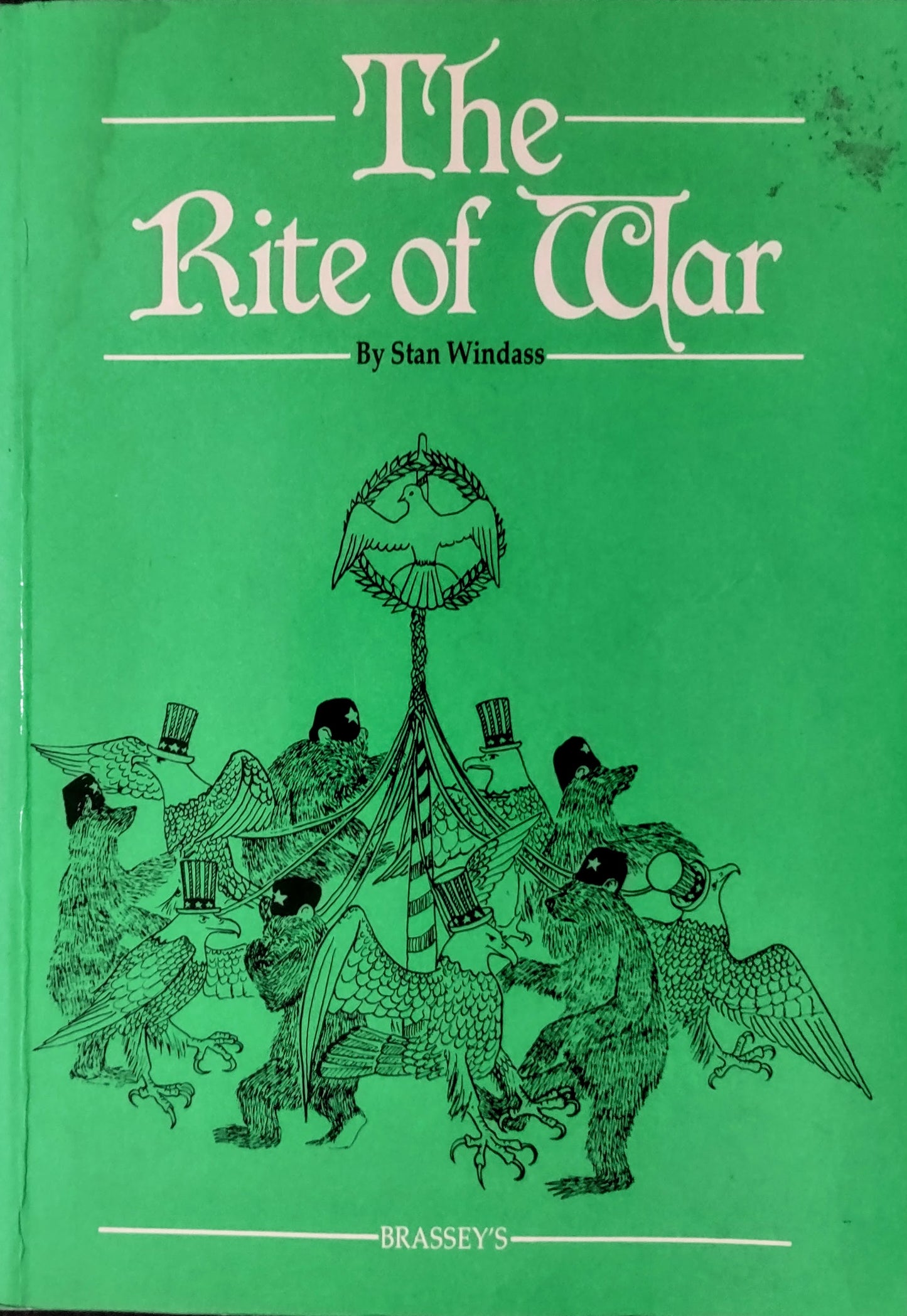 Book cover of 'The Rite of War' by Stan Windass with green background and black illustrations.