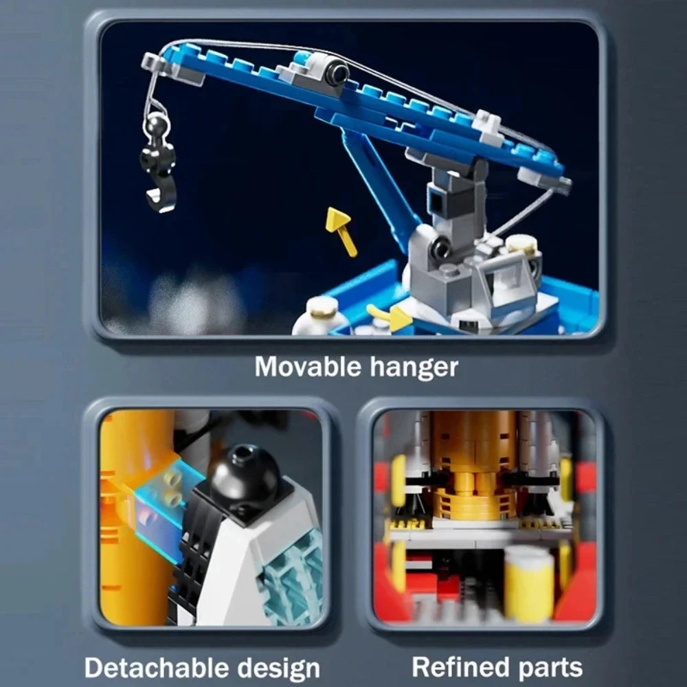 Rocket Ship Shuttle Building Bricks STEM Block Puzzle | Galaxy Rockets & Launch Center Blocks