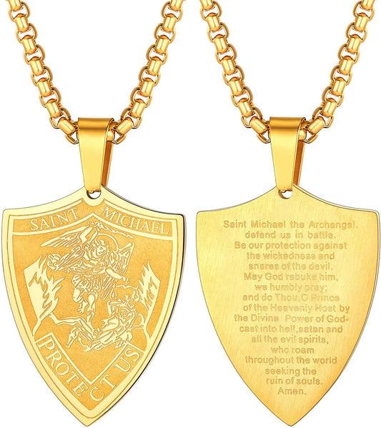 Archangel Michael Shield Pendant Necklace: Divine Protection and Power
