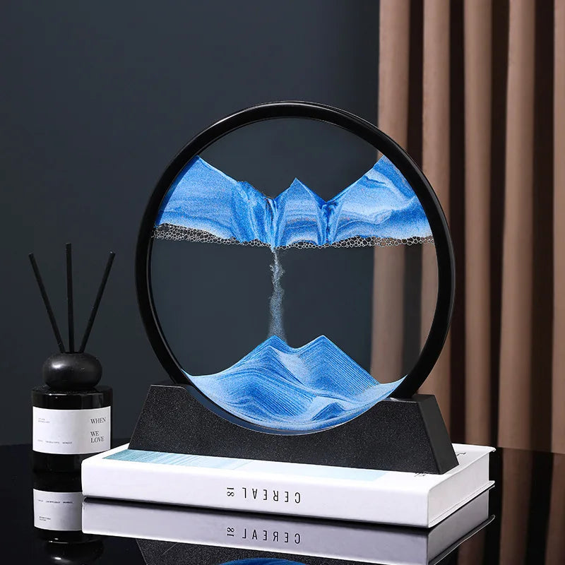 Sandscape Moving Sand Art Frame – 3D Dynamic Liquid Hourglass | Kinetic Flowing Sand Desktop Decor Gift